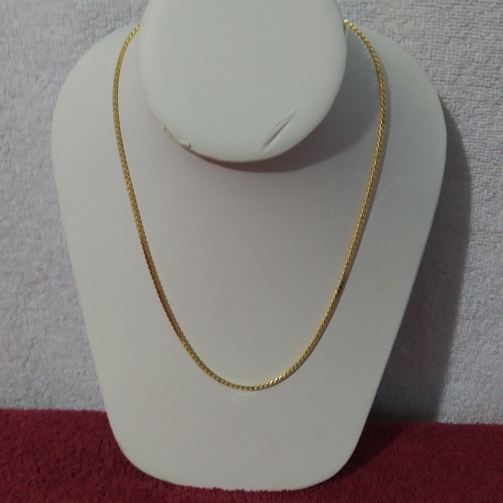 14 karat gold plated herringbone link necklace